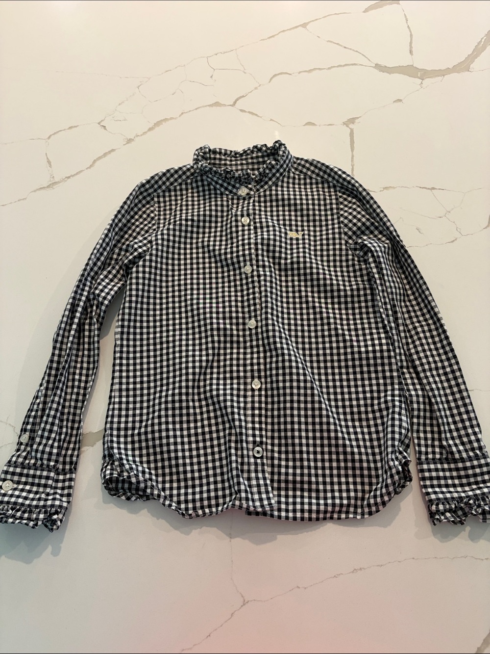 Vineyard Vines Black & White Gingham Button-Down Shirt for Kids